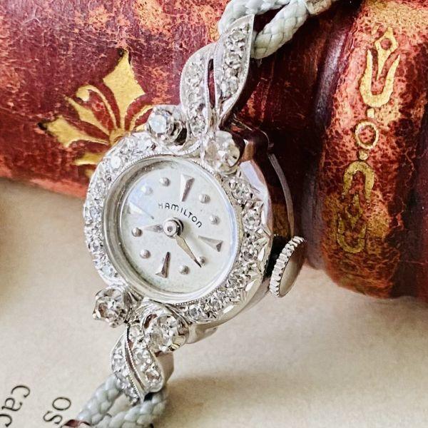 Luxury Watch Hamilton 14K 24 Diamond Manual Winding Watch Women's Vint