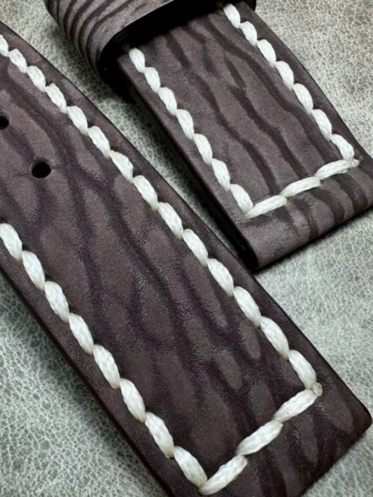 Handmade Order Panerai Seal Skin Matte Brown 24mm Genuine Leather Strap