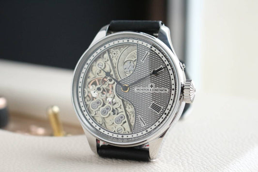 1870s Custom Watch With Vacheron Constantin Pocket Watch Movement Fully Engraved Half Dial