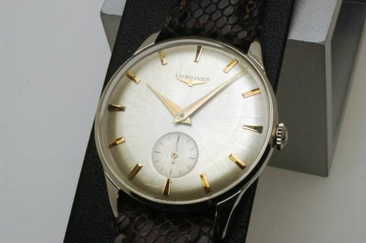 1950s Made Longines Hand-wound Vintage Watch Stainless Steel Case Silver Dial