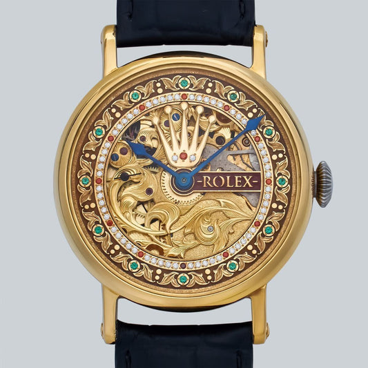 Marriage Watch Rolex 44mm Men's Wristwatch Arranged As A Pocket Watch, Manual Winding Skeleton