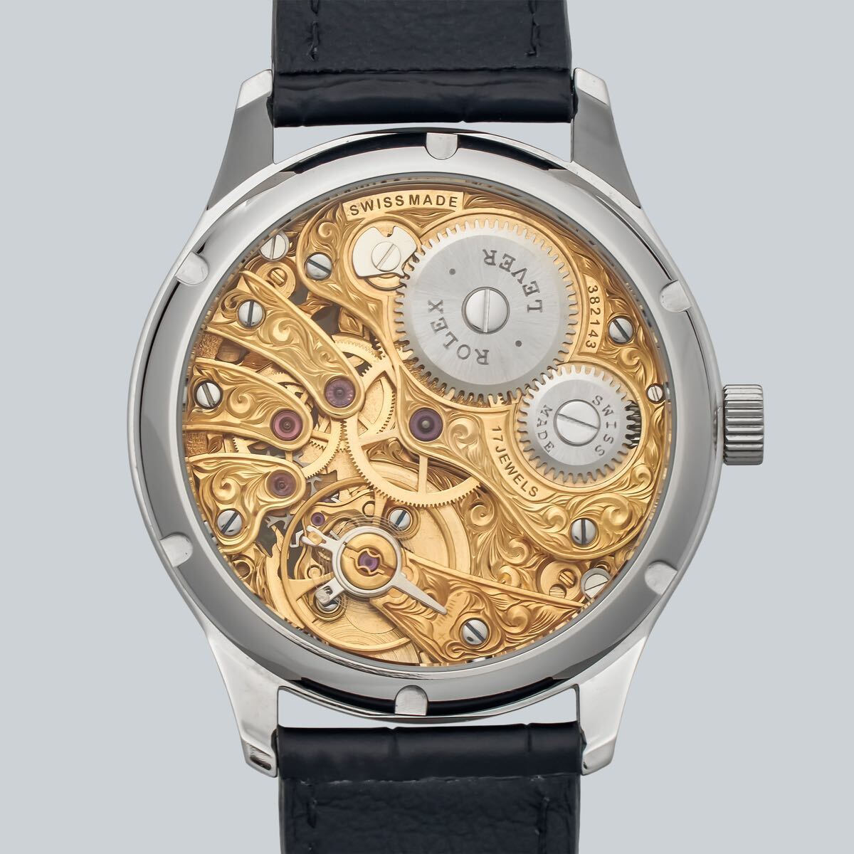Antique Marriage Watch Rolex 44mm Men's Watch Based On A Pocket Watch Hand-wound Skeleton