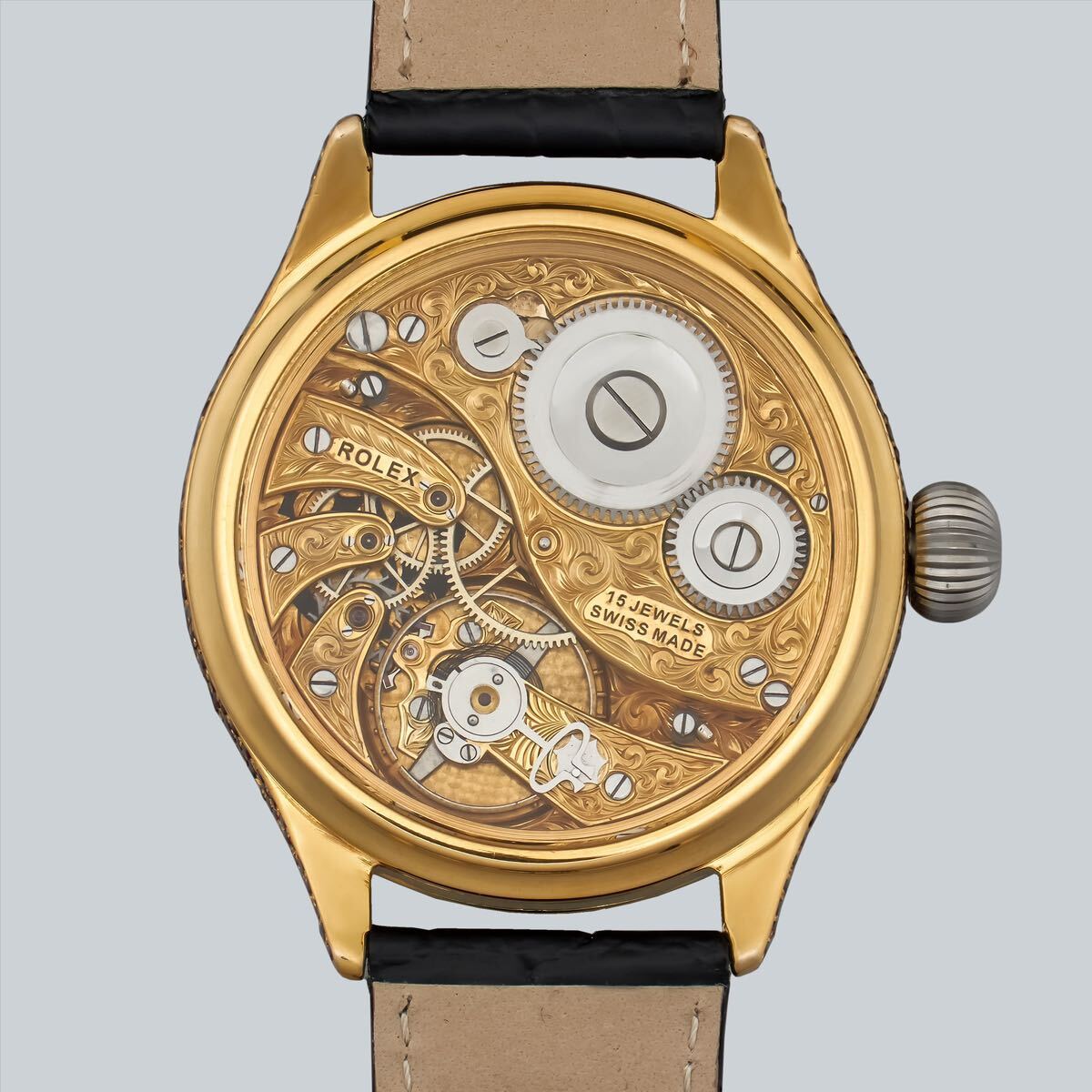 Marriage Watch Rolex 45mm Men's Wristwatch Arranged As A Pocket Watch, Manual Winding Skeleton