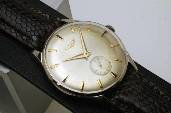 1950s Made Longines Hand-wound Vintage Watch Stainless Steel Case Silver Dial