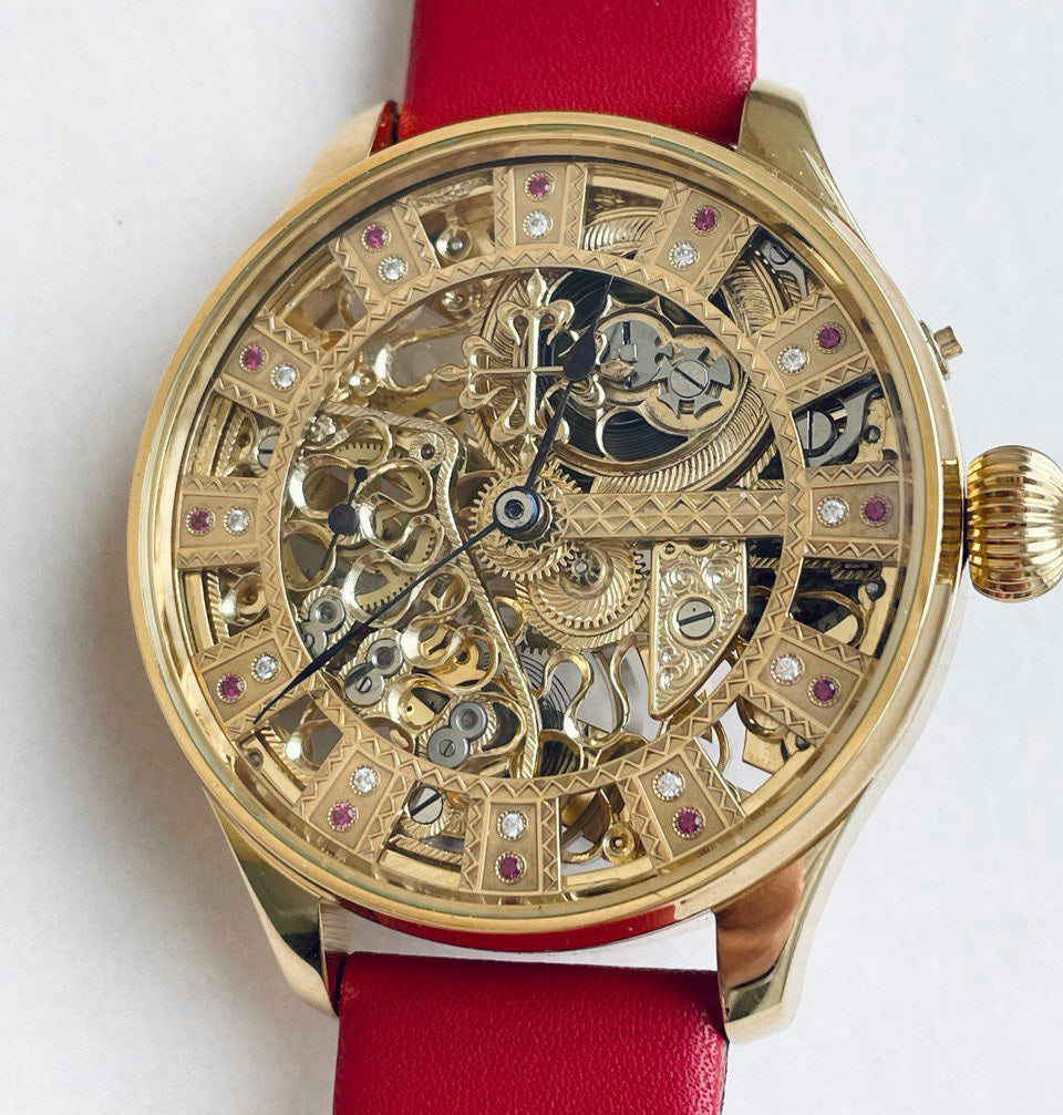 1896 Patek Philippe Pocket Watch Movement Custom Watch Full Skeleton Full Engraving