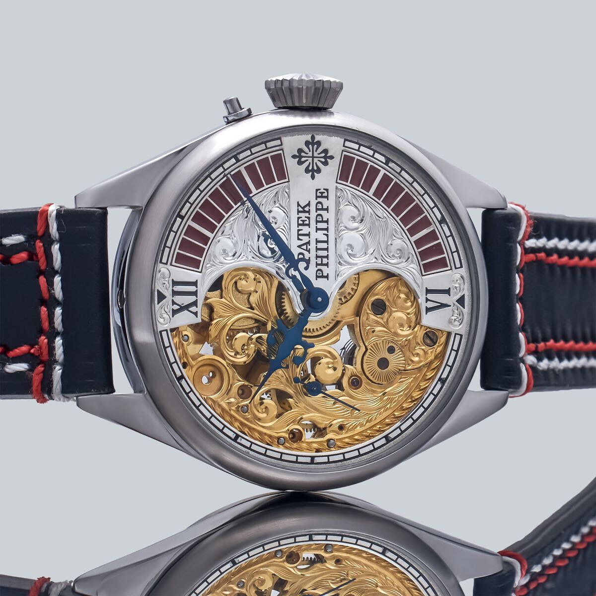 Marriage Watch Patek Philippe 44mm Men's Watch With A Pocket Watch Manual Winding Skeleton