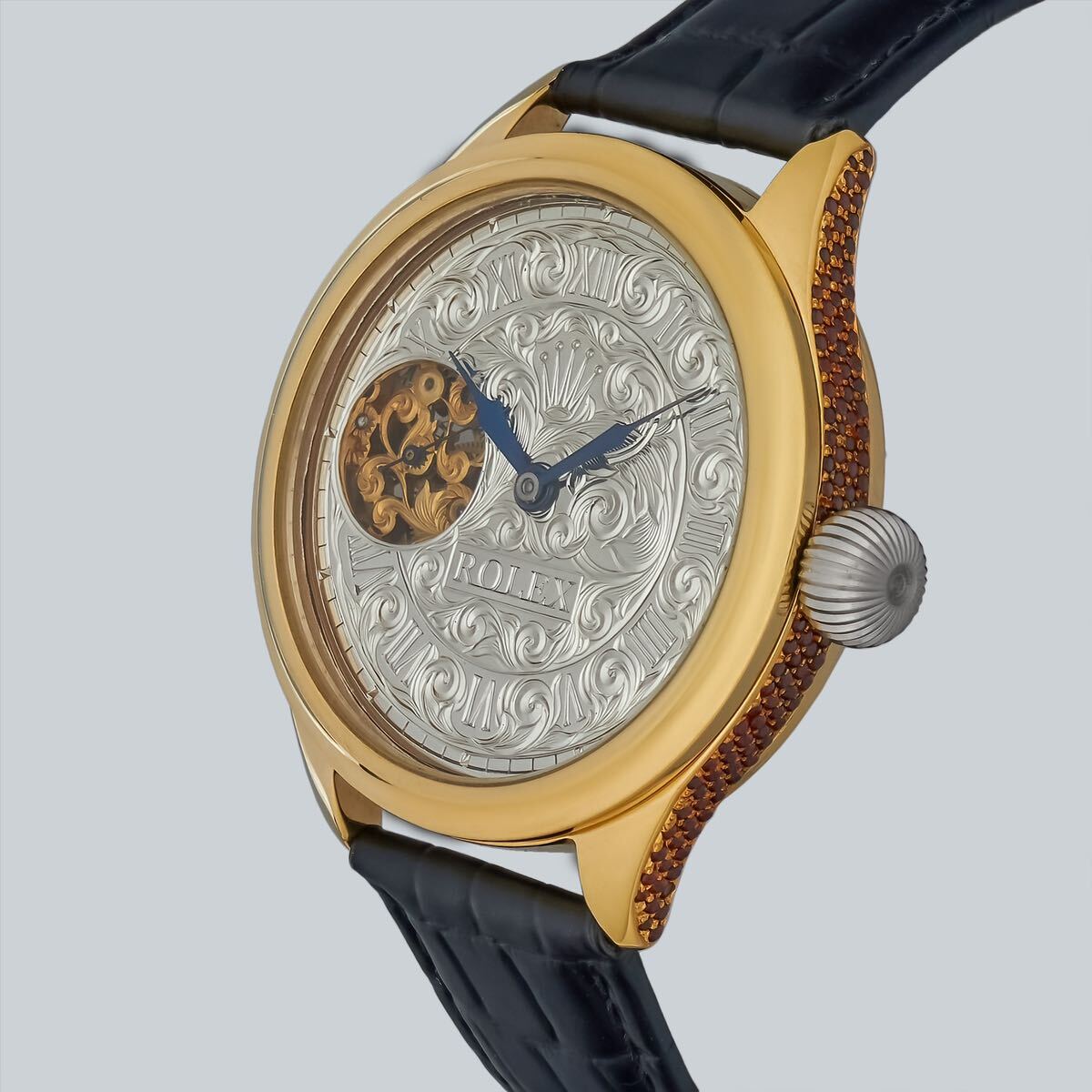 Marriage Watch Rolex 45mm Men's Wristwatch Arranged As A Pocket Watch, Manual Winding Skeleton