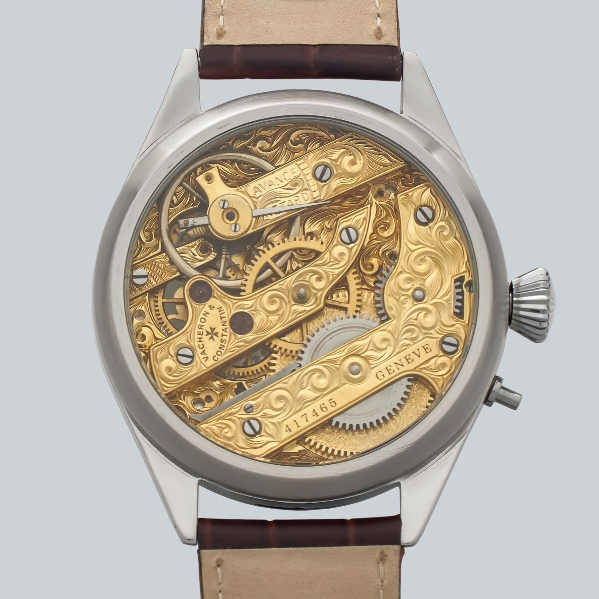 Antique Marriage Watch Vacheron & Constantin 46mm Men's Watch Based On A Pocket Watch Hand-wound Skeleton