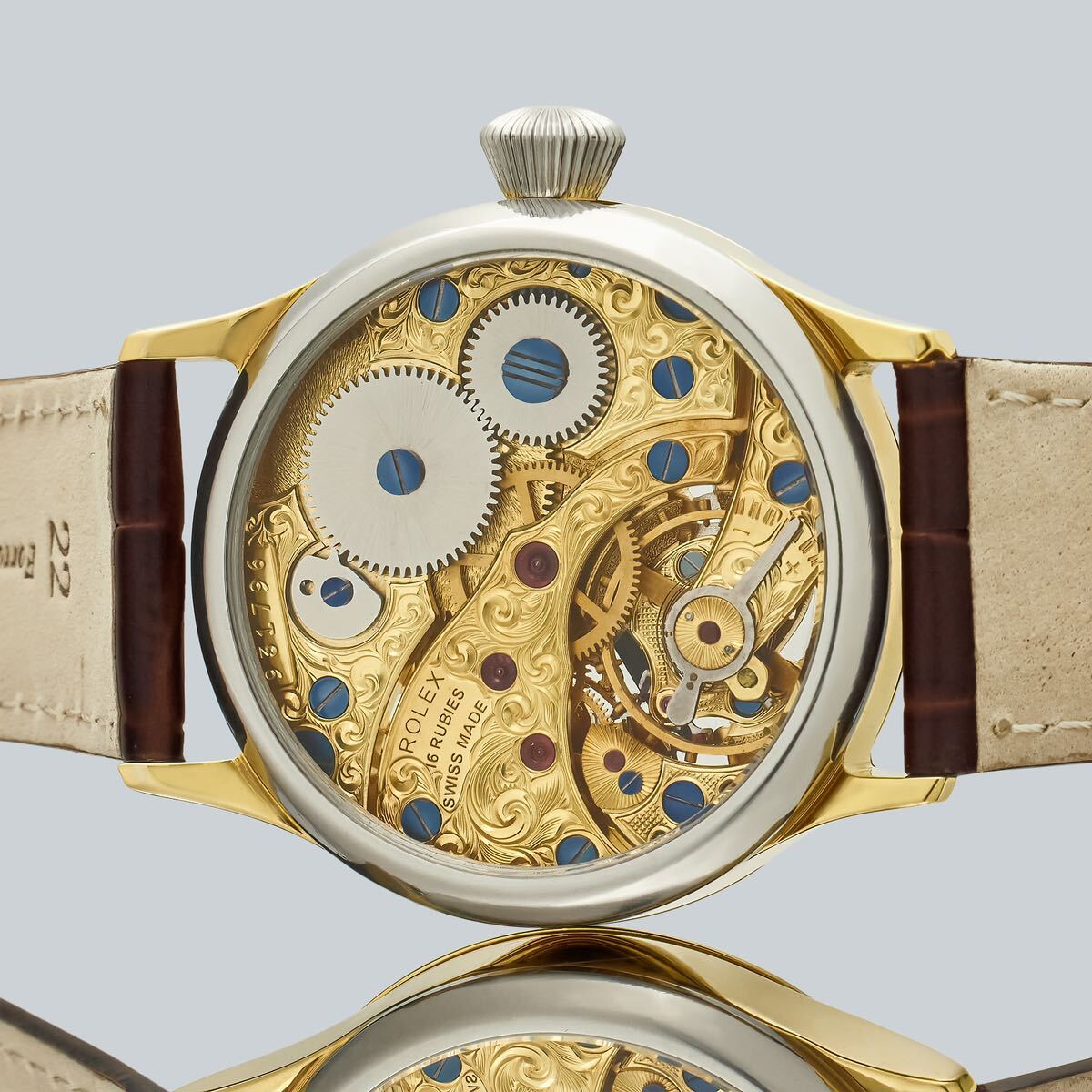 Marriage Watch Rolex 40mm Men's Wristwatch Arranged As A Pocket Watch, Manual Winding Skeleton