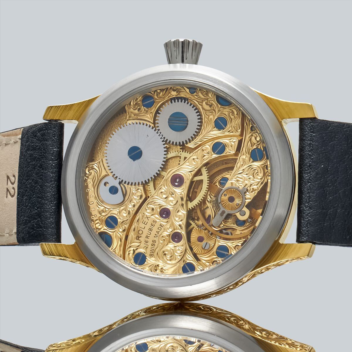 Marriage Watch Rolex 42mm Men's Wristwatch Arranged As A Pocket Watch, Manual Winding Skeleton