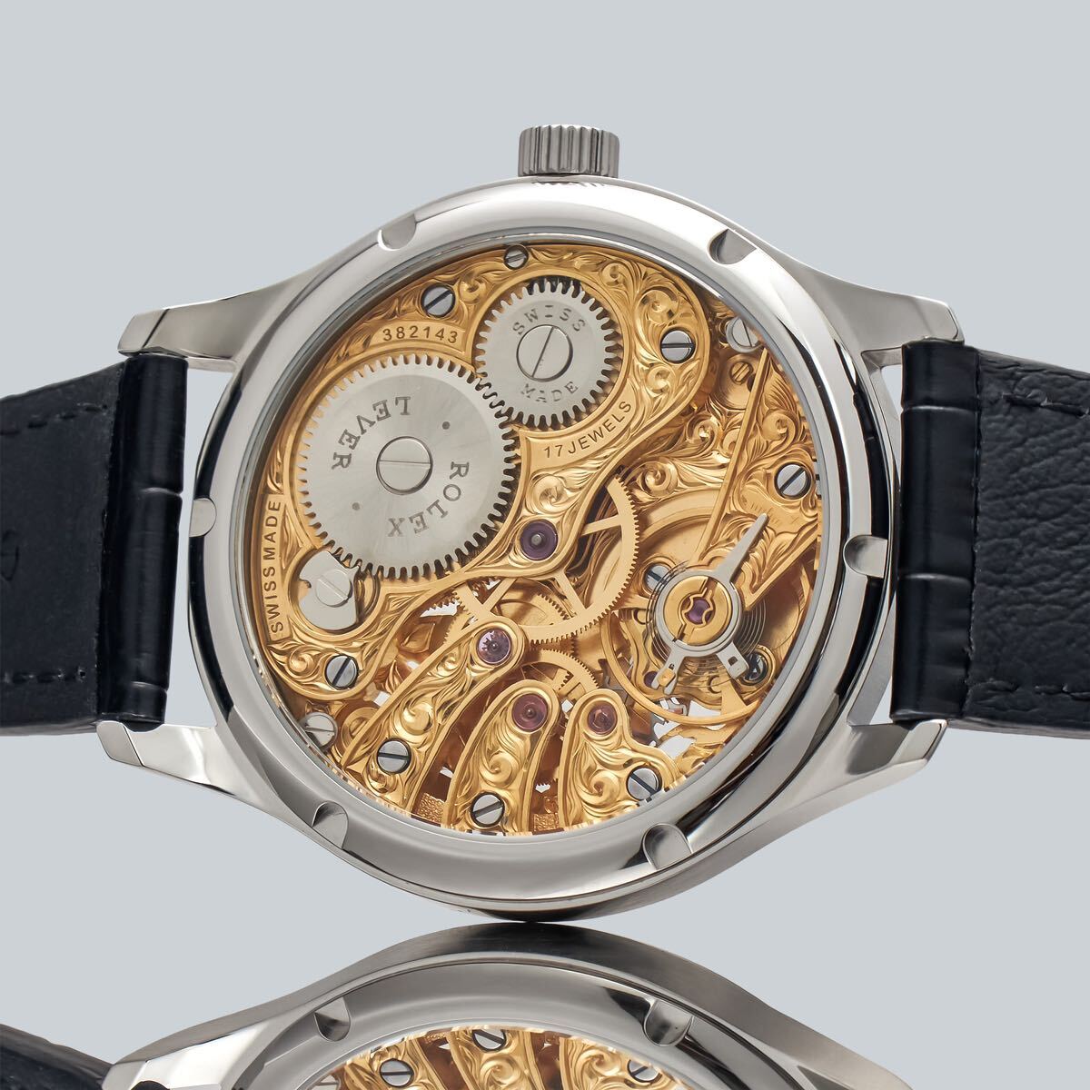 Antique Marriage Watch Rolex 44mm Men's Watch Based On A Pocket Watch Hand-wound Skeleton
