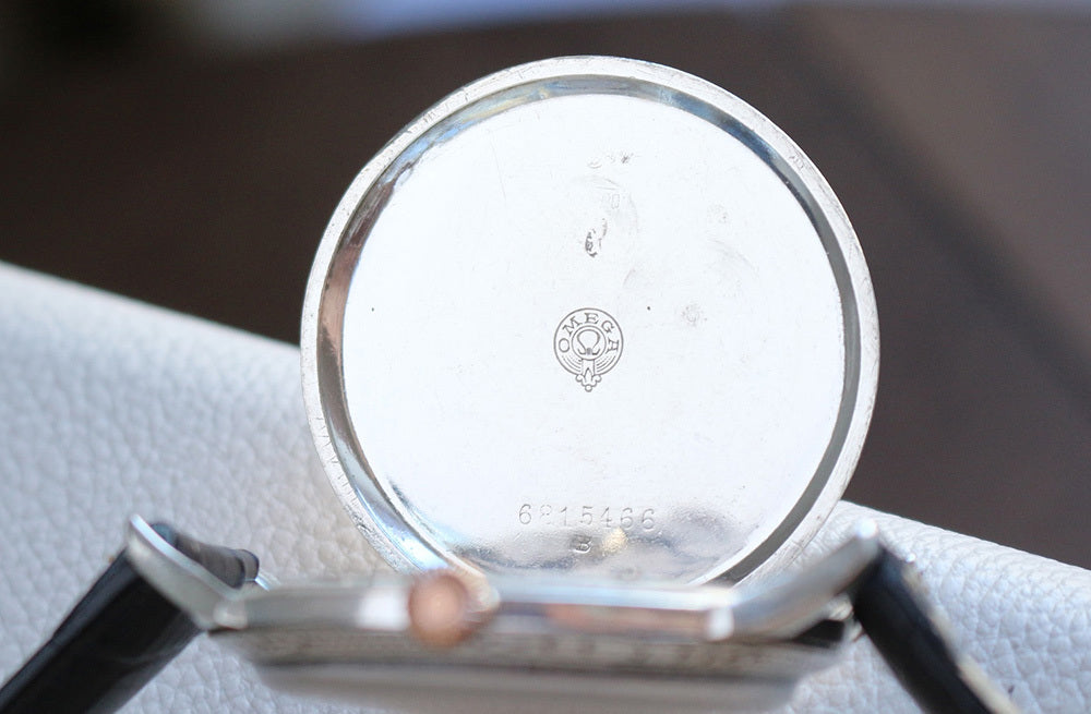 1932 Custom Wristwatch Using Omega Pocket Watch Movement Pure Silver Case Freemason Dial