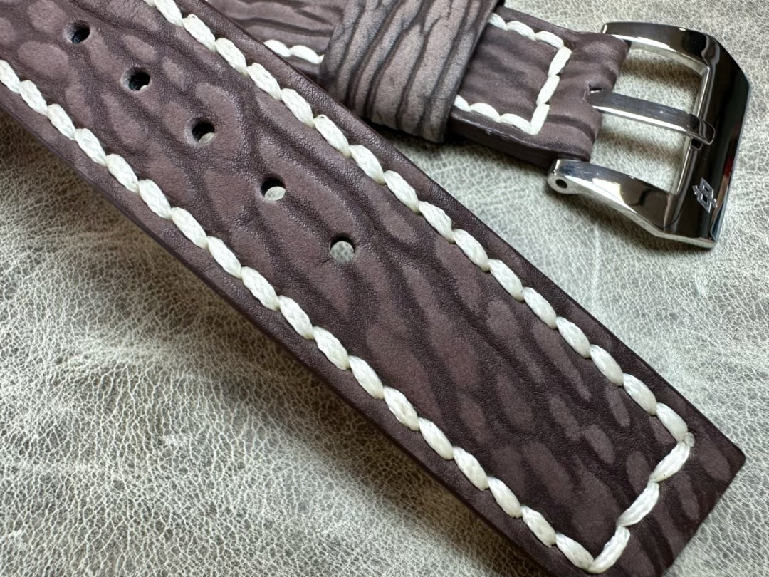 Handmade Order Panerai Seal Skin Matte Brown 24mm Genuine Leather Strap