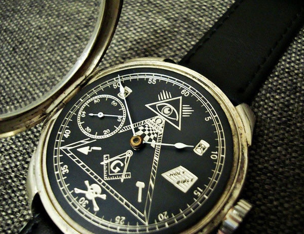 1920s Solid Silver Case Omega Pocket Watch Movement Custom Watch Wristwatch Freemason