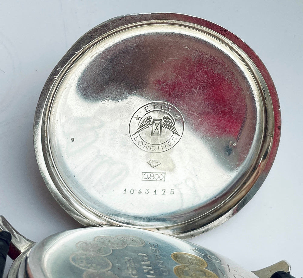 1889 Longines Pocket Watch Movement & Solid Silver Case Custom Wristwatch Pilot Dial
