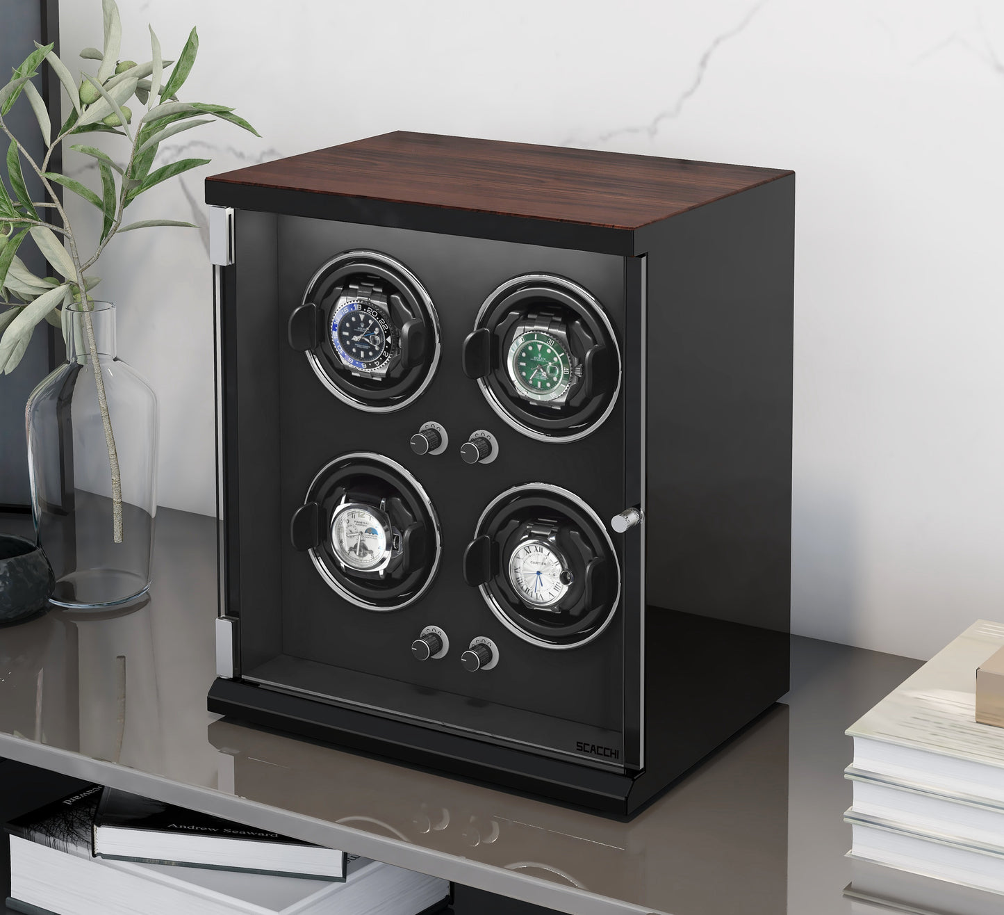 Automatic Mechanical Watch Winder Box for 4 Watch Vertical