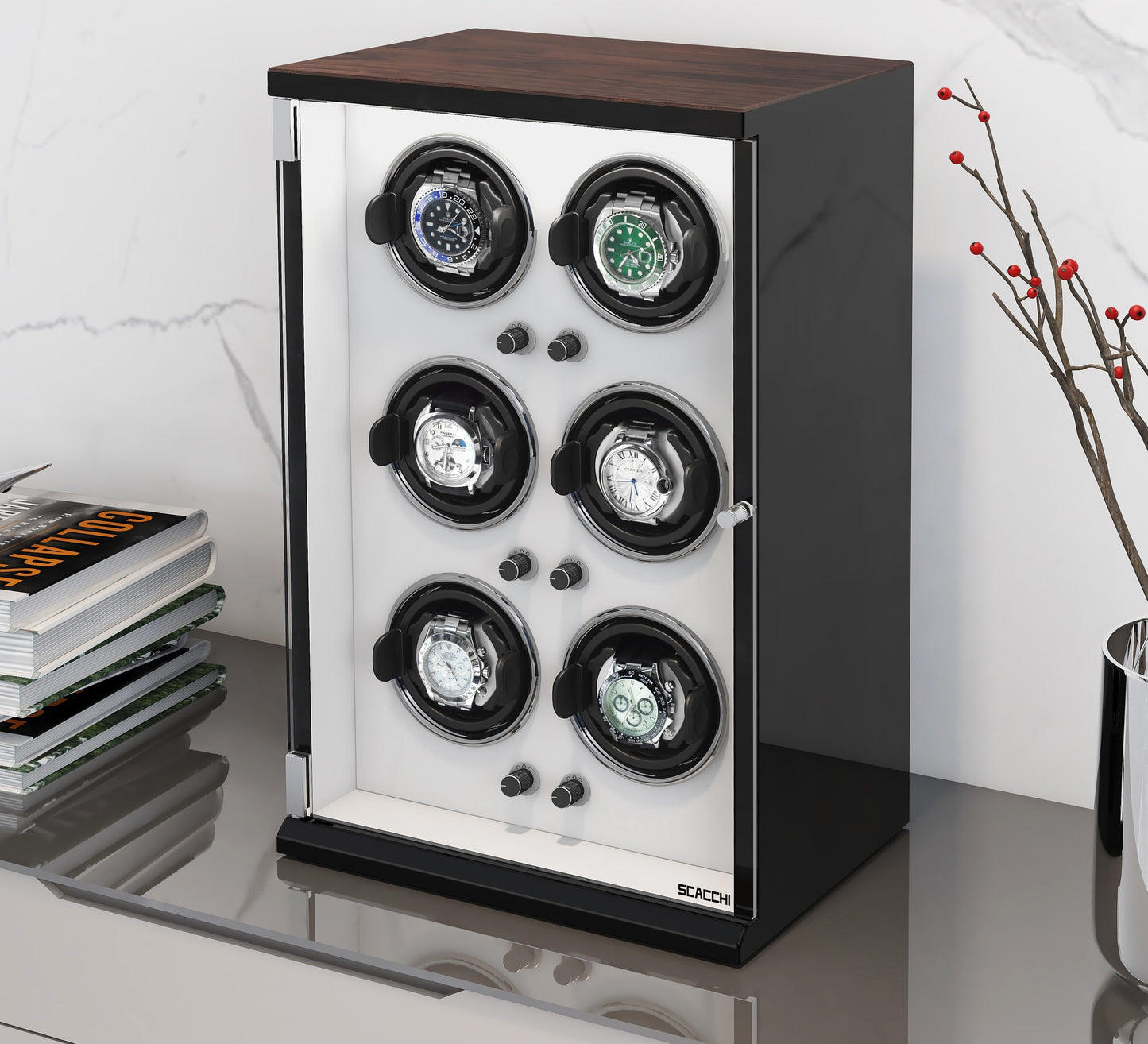 Automatic Mechanical Watch Winder Box for 6 Watch Vertical