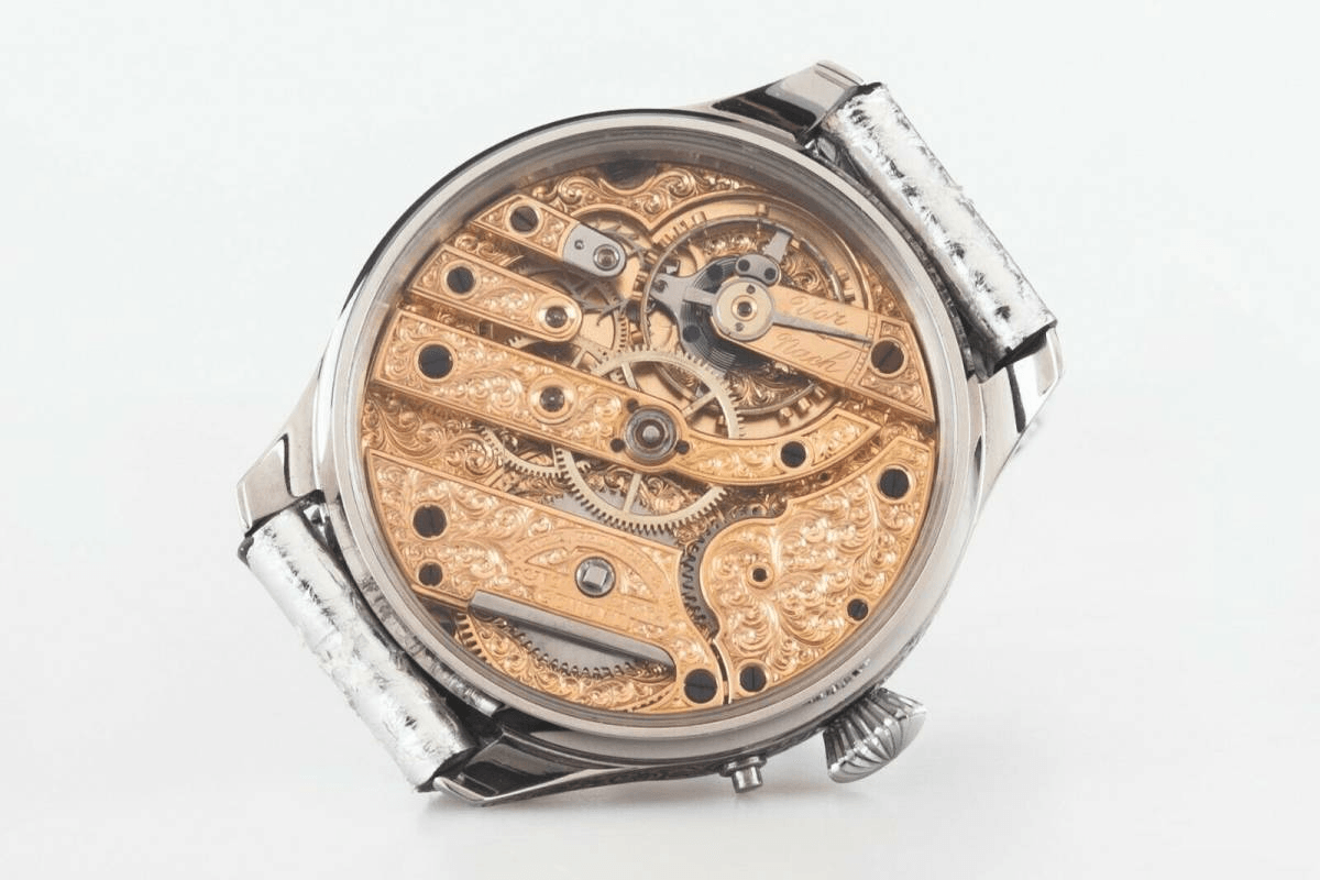 1905's Patek Philippe pocket watch movement custom watch full engraving white dial - Murphy Johnson Watches Co.