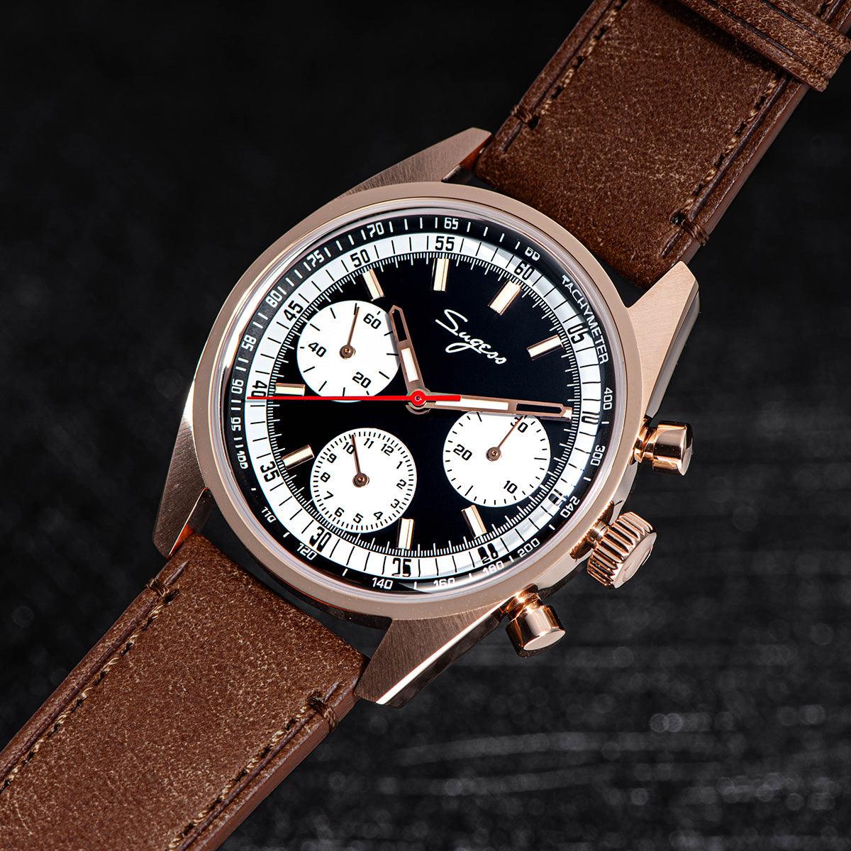 Sugess chronograph men's watch 19 mechanical men's watch luminous sapphire waterproof retro fashion Sea-gull movement men's watch - Murphy Johnson Watches Co.