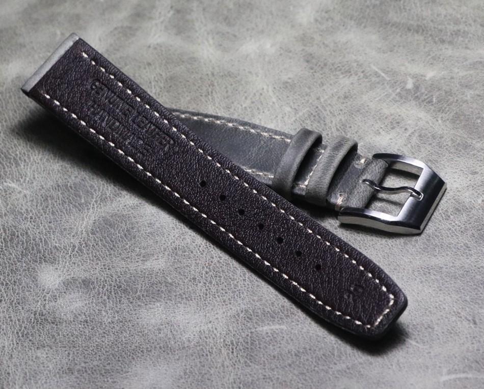 Leather Watch Strap 22mm 21mm Light Grey Leather and White Stitches Black Bay 58 Bronze Red Blue B Uhr Pilot Watch Gt2 Square Leather Cowhide Strap