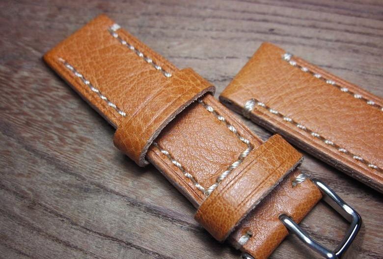 Handmade Brown Italian Calfskin Watch Strap and White Stitches 20mm Diving Watch Mountaineering Watch - Murphy Johnson Watches Co.