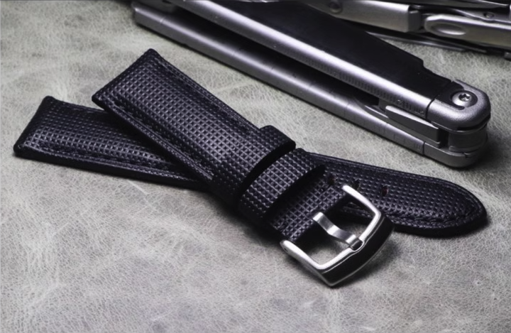 Outdoor Mountaineering Pure Handmade Black and Black Stitches 20mm 21mm 22mm 24mm 26mm Genuine Leather Strap Cowhide Strap