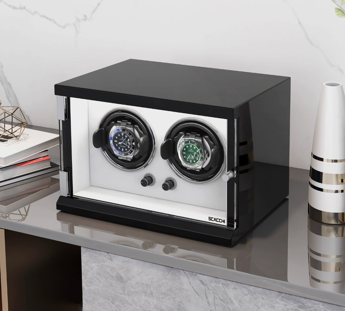 Automatic Mechanical Watch Winder Box for 2 Watch Vertical