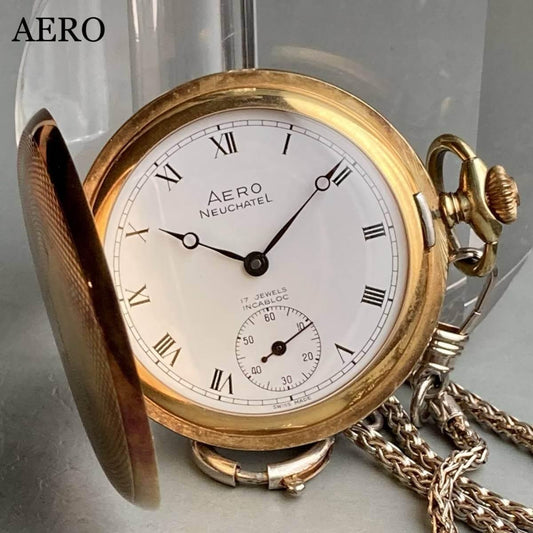 Aero Pocket Watch Antique Hunter Case Manual Winding 44mm - Murphy Johnson Watches Co.