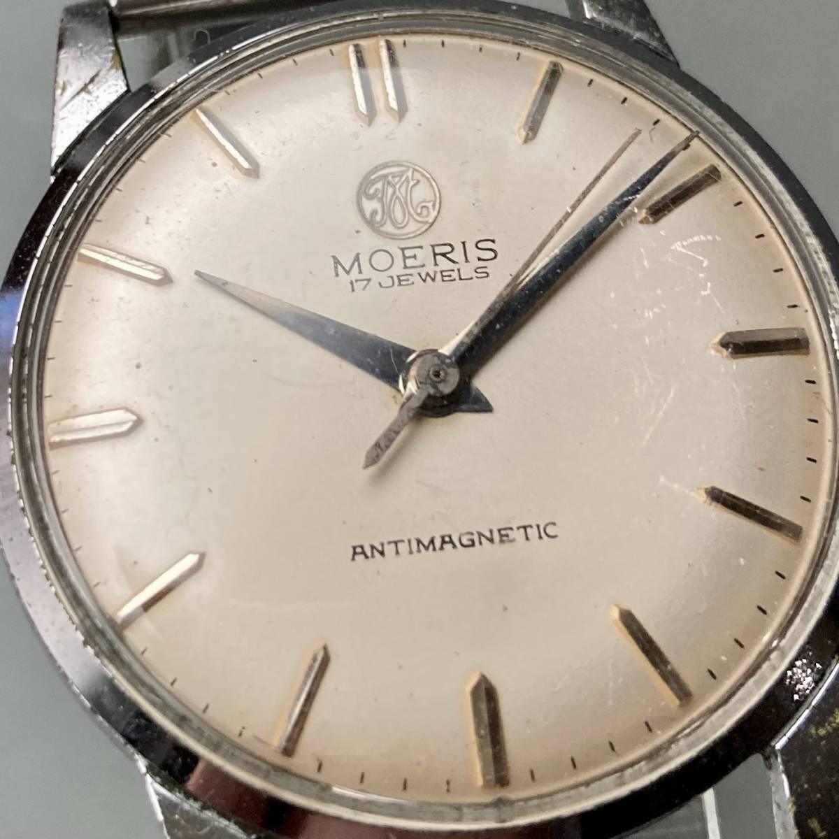 Antique Wristwatch Moeris Manual Men's 32mm Vintage Watch Men Round Silver - Murphy Johnson Watches Co.