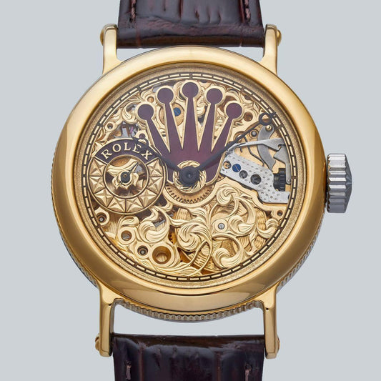 Antique/Marriage watch/Rolex 44mm men's watch arranged from ROLEX pocket watch/half-year warranty/manual winding/skeleton - Murphy Johnson Watches Co.