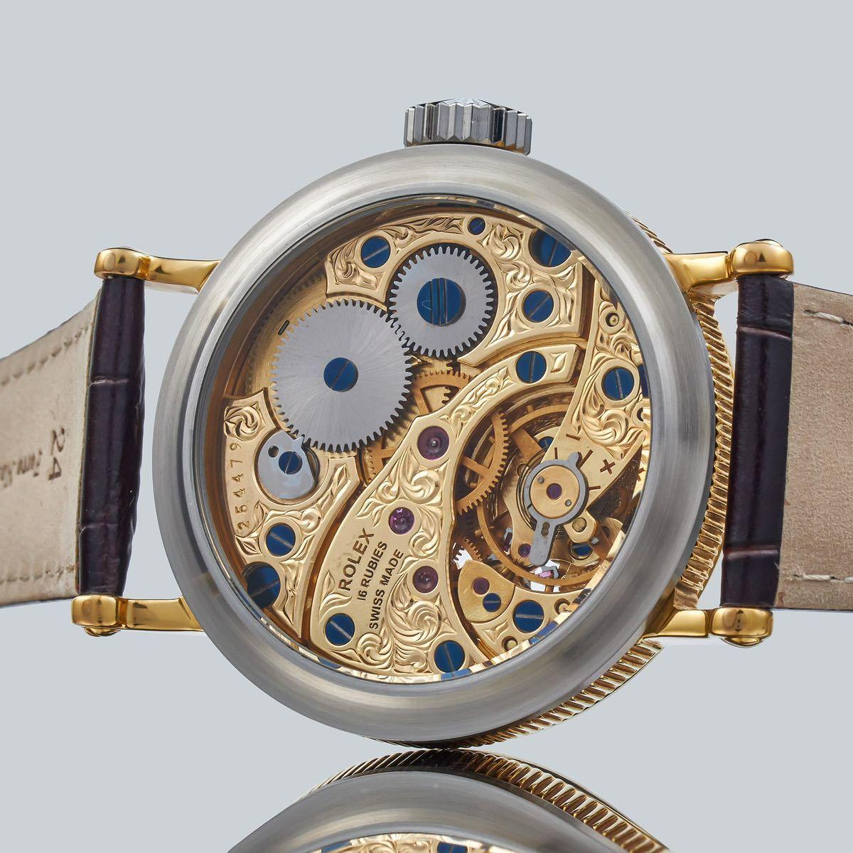 Antique/Marriage watch/Rolex 44mm men's watch arranged from ROLEX pocket watch/half-year warranty/manual winding/skeleton - Murphy Johnson Watches Co.