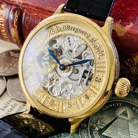 Breguet Wristwatch Antique Vintage Smoseco Men's Gold - Murphy Johnson Watches Co.