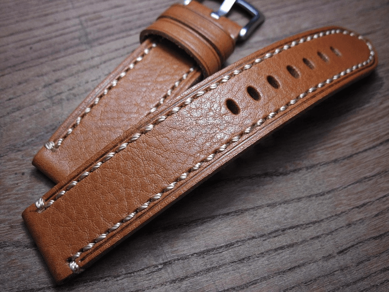 Brown Leather Watch Strap Pebbled First Layer Cowhide 20mm 22mm - Murphy Johnson Watches Co.