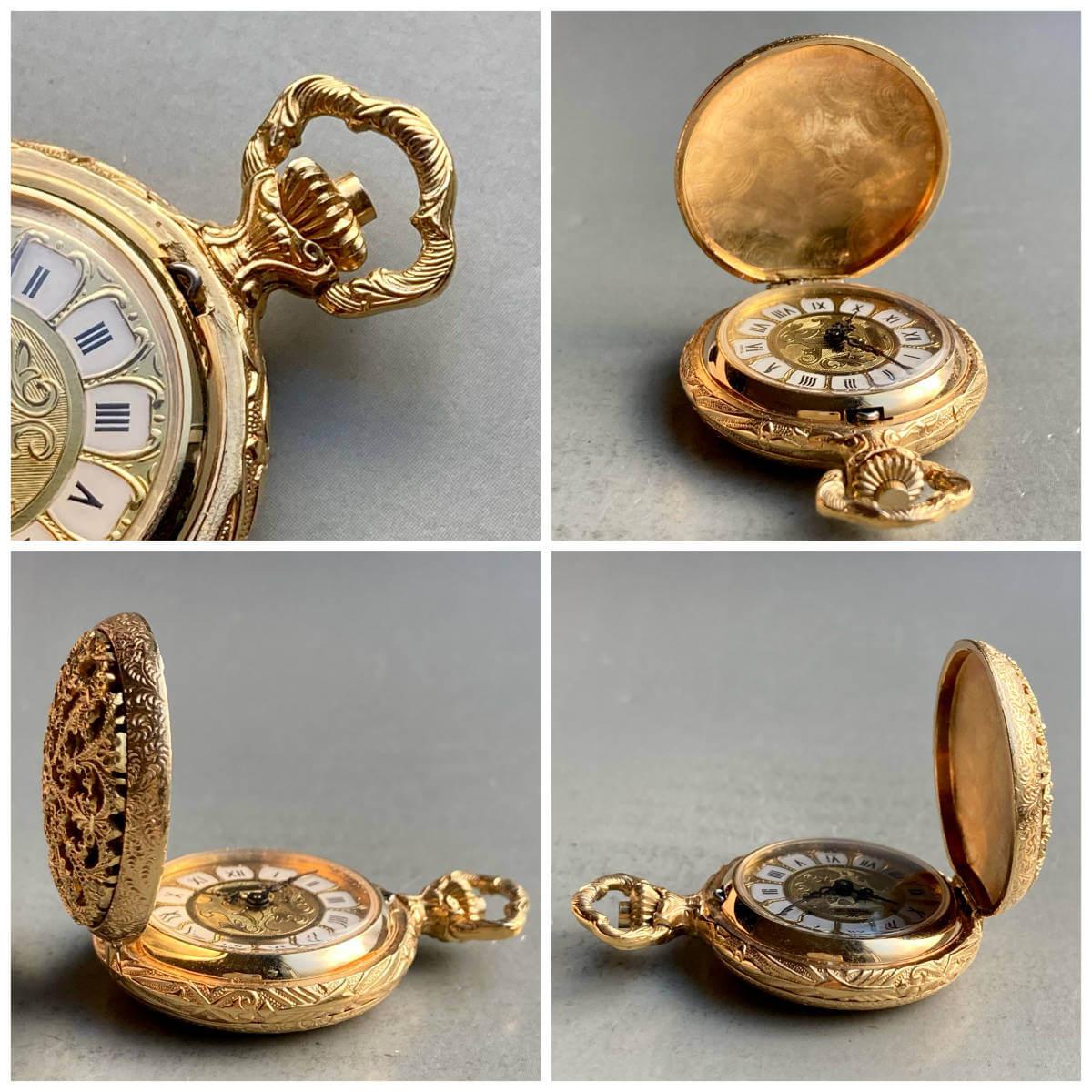 Edox Pocket Watch Antique Modified Gold Case 28mm Vintage - Murphy Johnson Watches Co.