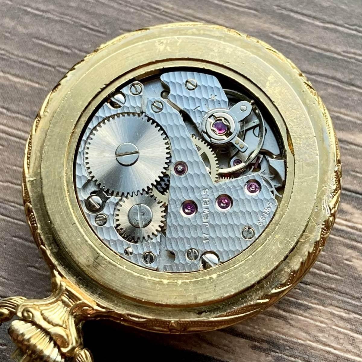 Edox Pocket Watch Antique Modified Gold Case 28mm Vintage - Murphy Johnson Watches Co.