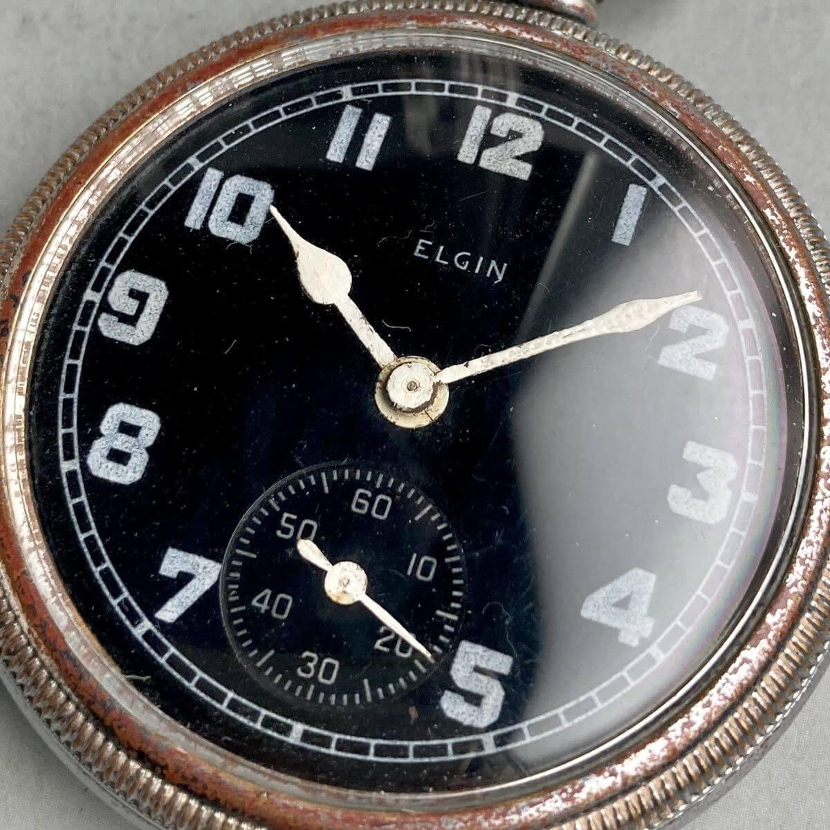Elgin Pocket Watch Military 1924 Antique Manual 50mm - Murphy Johnson Watches Co.