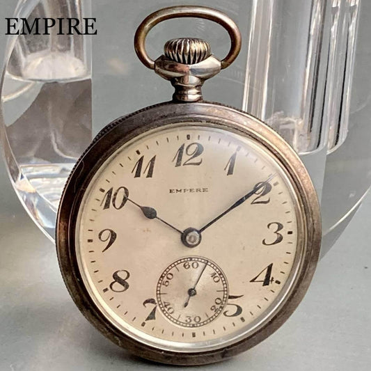 Empire Pocket Watch Antique Coin Silver 43mm Vintage - Murphy Johnson Watches Co.