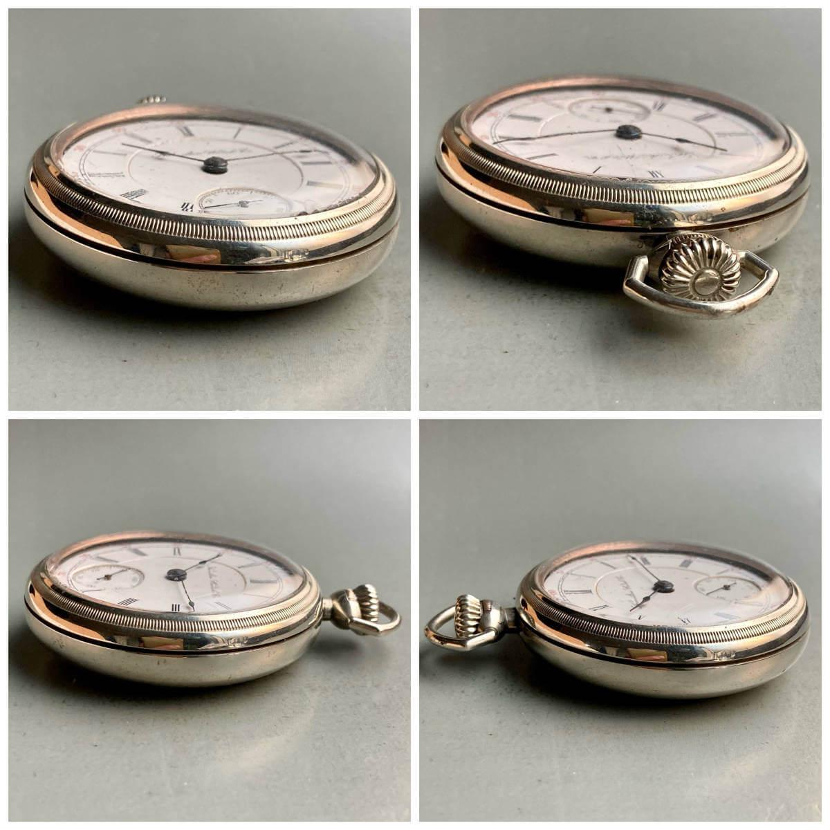 Hamilton antique pocket watch manual winding open face case diameter 55mm vintage pocket watch silver - Murphy Johnson Watches Co.