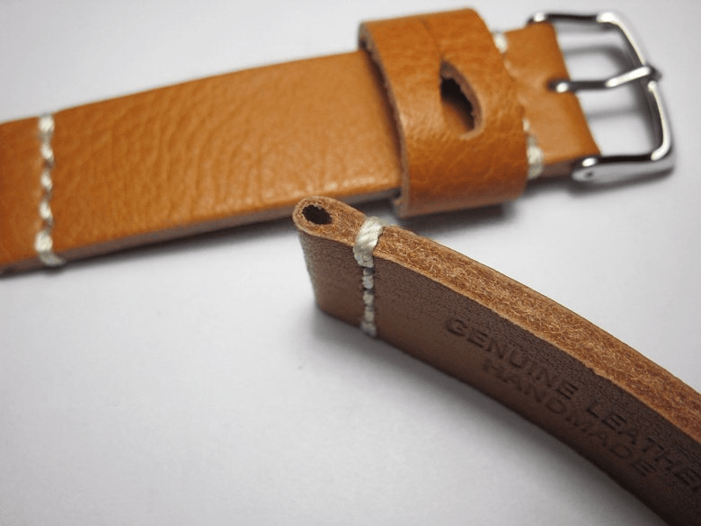 Handmade Brown Italian Calfskin Watch Strap and White Stitches 22mm Diving Watch Mountaineering Watch - Murphy Johnson Watches Co.