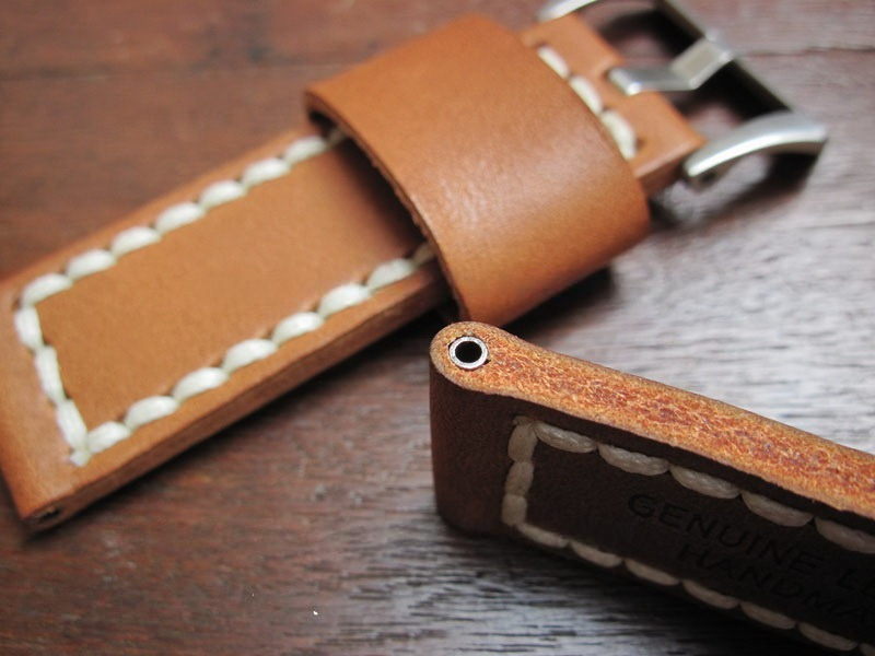 High-quality Handmade 24mm Leather Watch Strap Men's Handmade Cowhide Watch Strap Customization