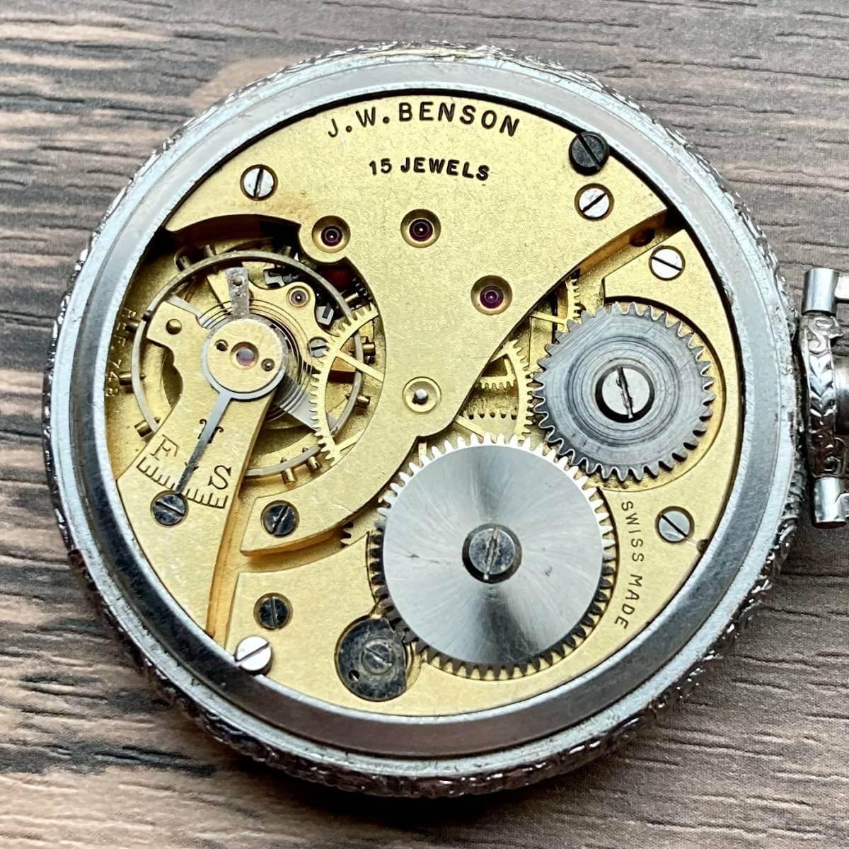 J.W. Benson Pocket Watch Manual Antique Open Face 44mm Vintage Silver - Murphy Johnson Watches Co.