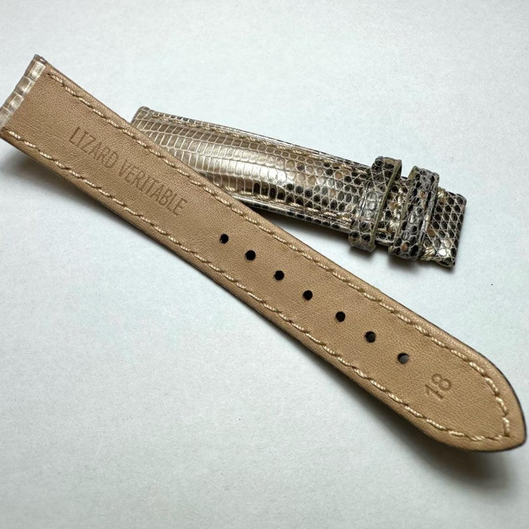 Lizard Leather Strap Calfskin Underside Light Gold Gradient Pattern High Quality 18mm - Murphy Johnson Watches Co.