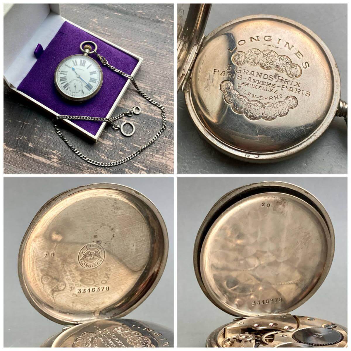 Longines Pocket Watch Antique Manual Open Face Roman 43mm - Murphy Johnson Watches Co.