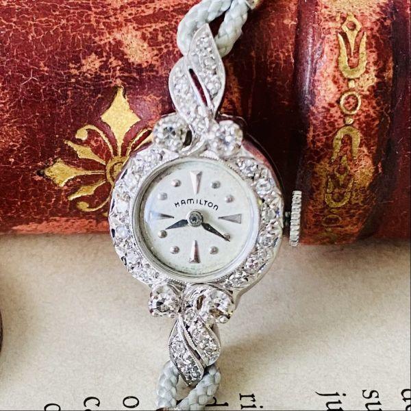 Luxury Watch Hamilton 14K 24 Diamond Manual Winding Watch Women's Vintage Bracelet Cocktail Watch Crystal - Murphy Johnson Watches Co.