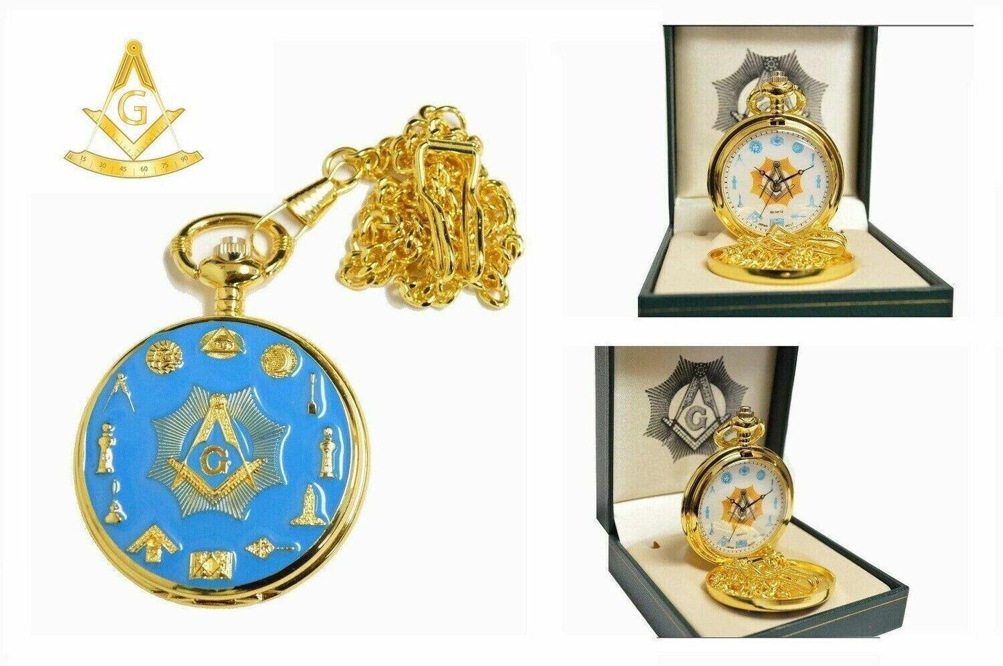 Masonic Pocket Watch Freemason Symbol Compasses Mason - Murphy Johnson Watches Co.