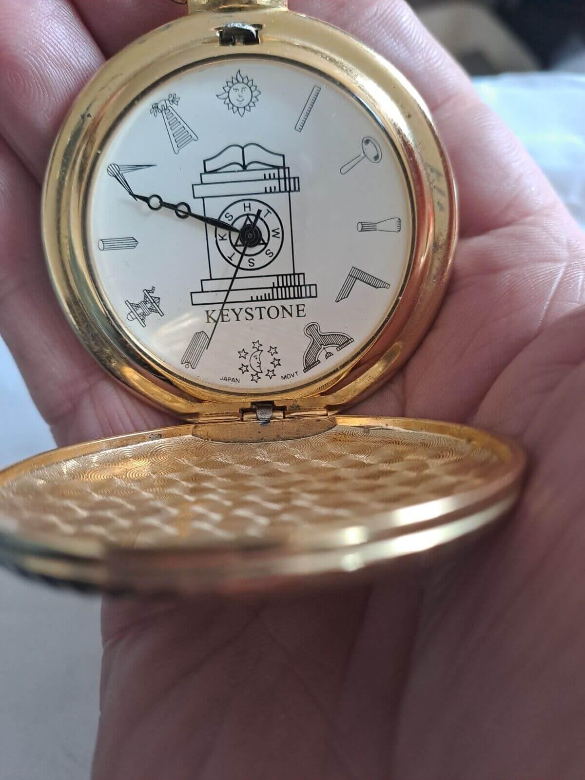 Masonic Pocket Watch Full Hunter Keystone Japanese Quartz - Murphy Johnson Watches Co.