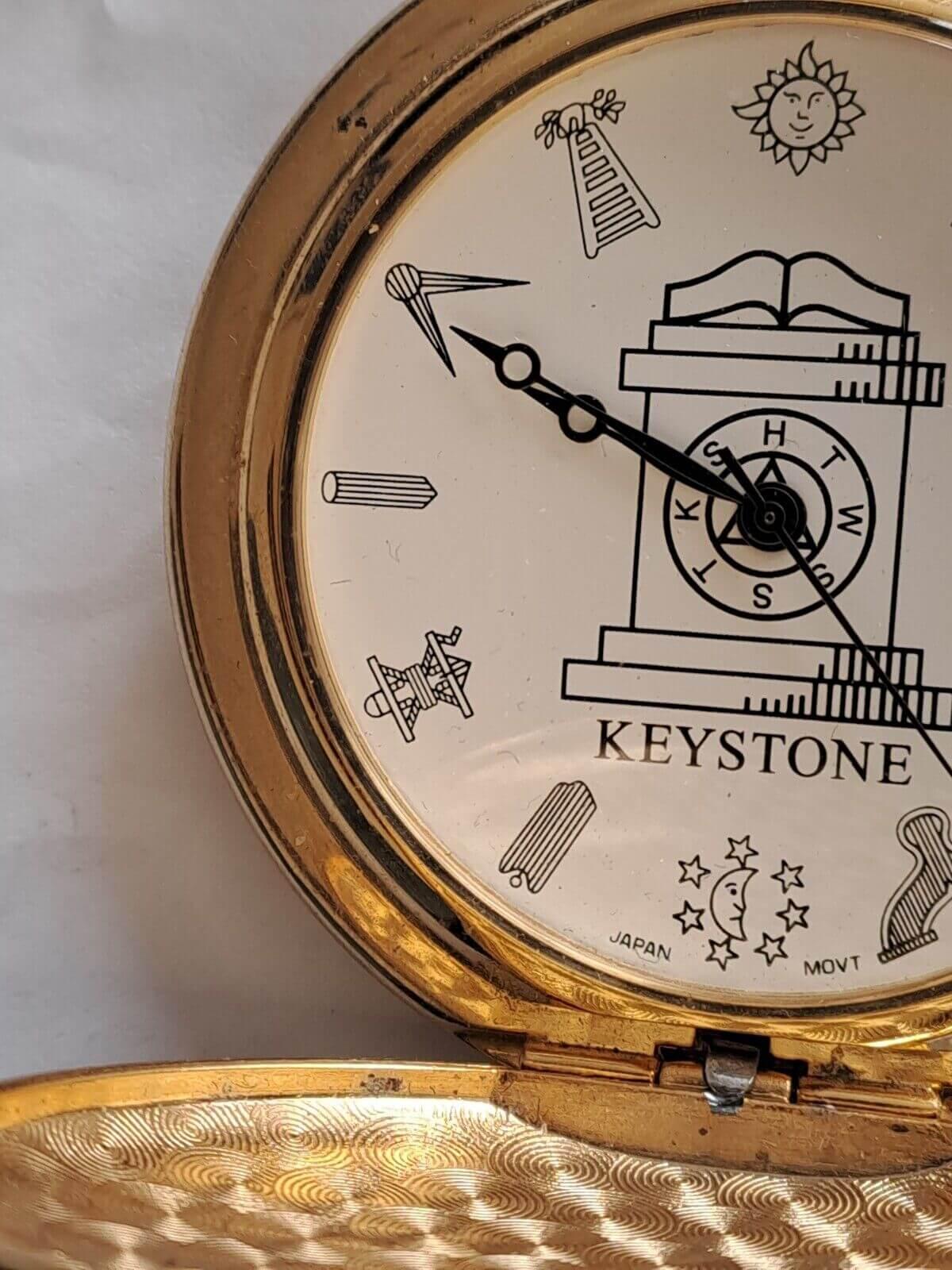 Masonic Pocket Watch Full Hunter Keystone Japanese Quartz - Murphy Johnson Watches Co.