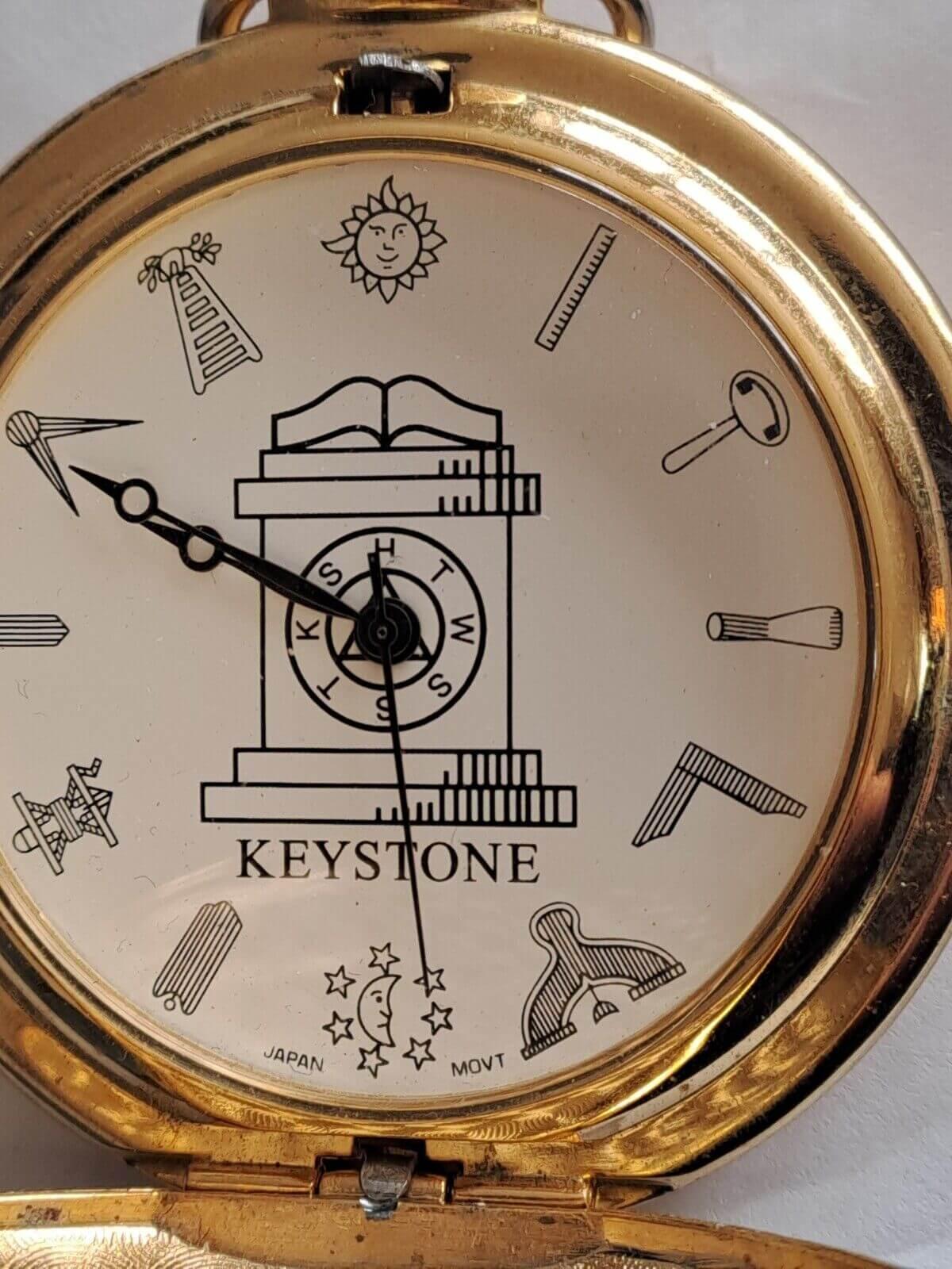 Masonic Pocket Watch Full Hunter Keystone Japanese Quartz - Murphy Johnson Watches Co.