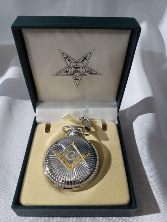 Masonic Pocket Watch Mason with Chain in Silver Square - Murphy Johnson Watches Co.