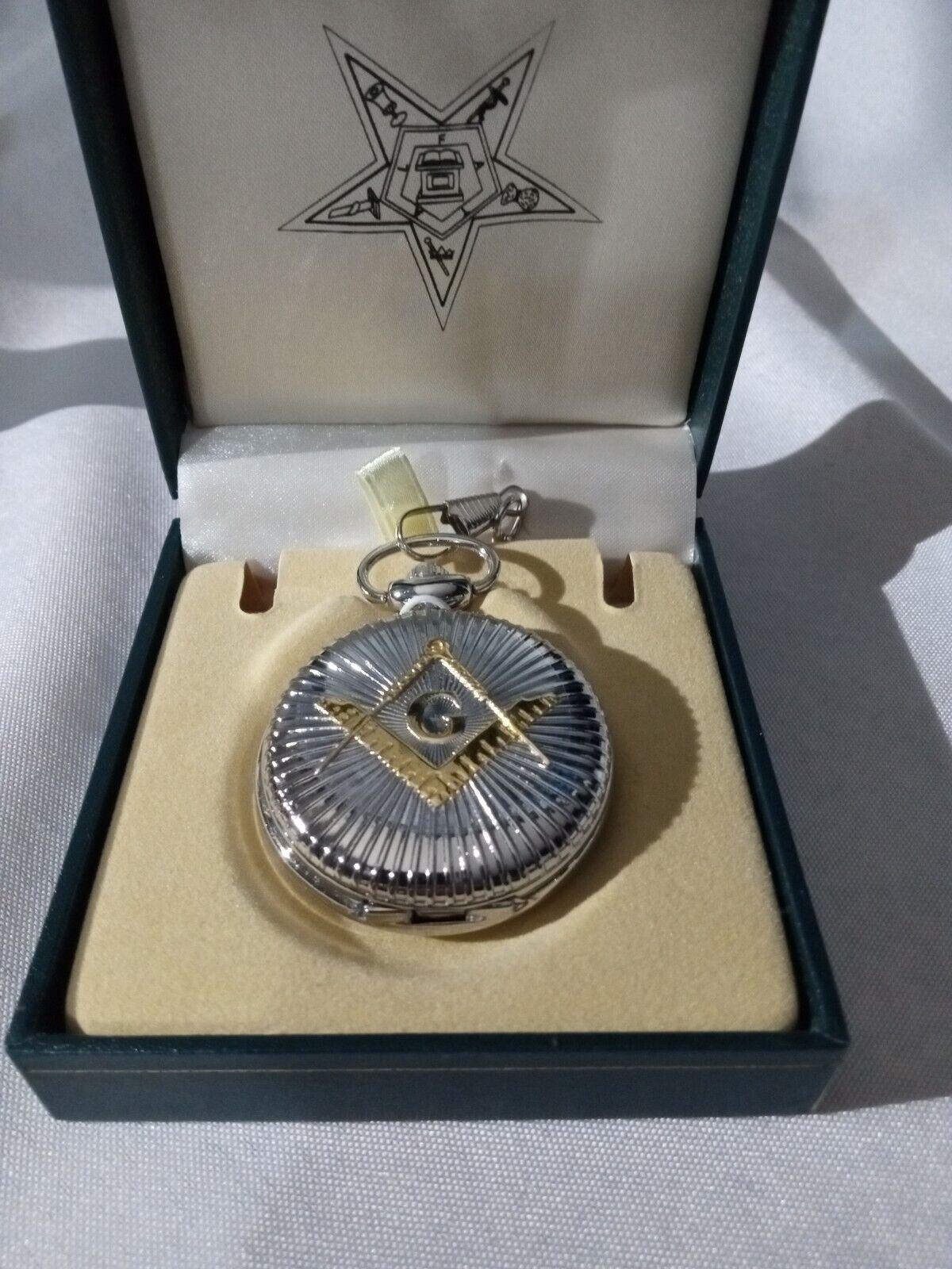 Masonic Pocket Watch Mason with Chain in Silver Square - Murphy Johnson Watches Co.